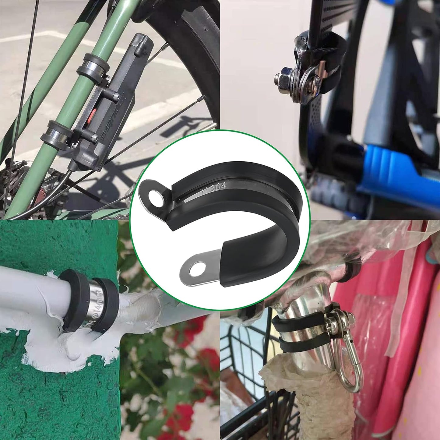 46PCS Cable Clamps Assortment Kit,Stainless Steel Rubber Coated Cushioned Insulated Cable Clamp,Automotive Wire Clamps,Pipe Clamps,Metal Clamp in 6 Sizes—1/2'' 1'' 1-1/4'' 1-1/2'' 1-3/4'' 2''