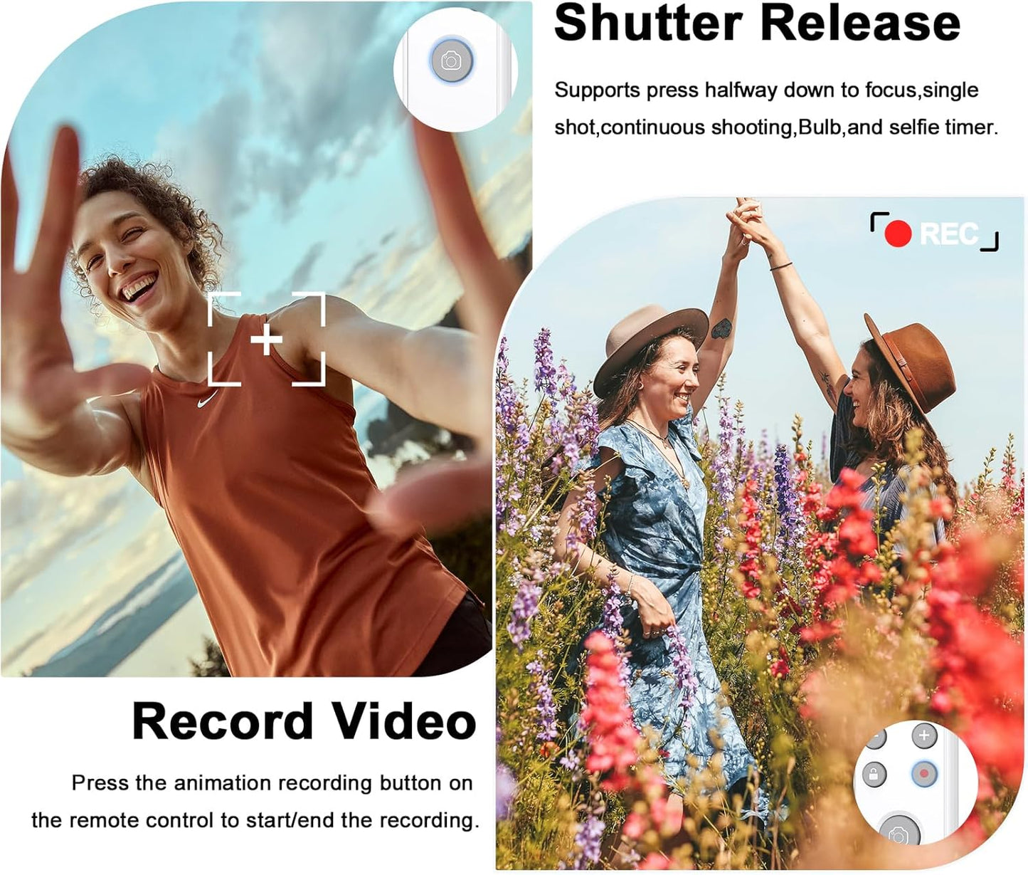 for Fujifilm Rechargeable Camera Remote Control Wireless Shutter Release Compatiable with Fuji X-T30 II, X-S10, X100VI, X-H2S, X-H2, X-T5, X-T4, X-T3, X-S20, X-T50, X-T30, X-M5, X-E5, X Half(White)