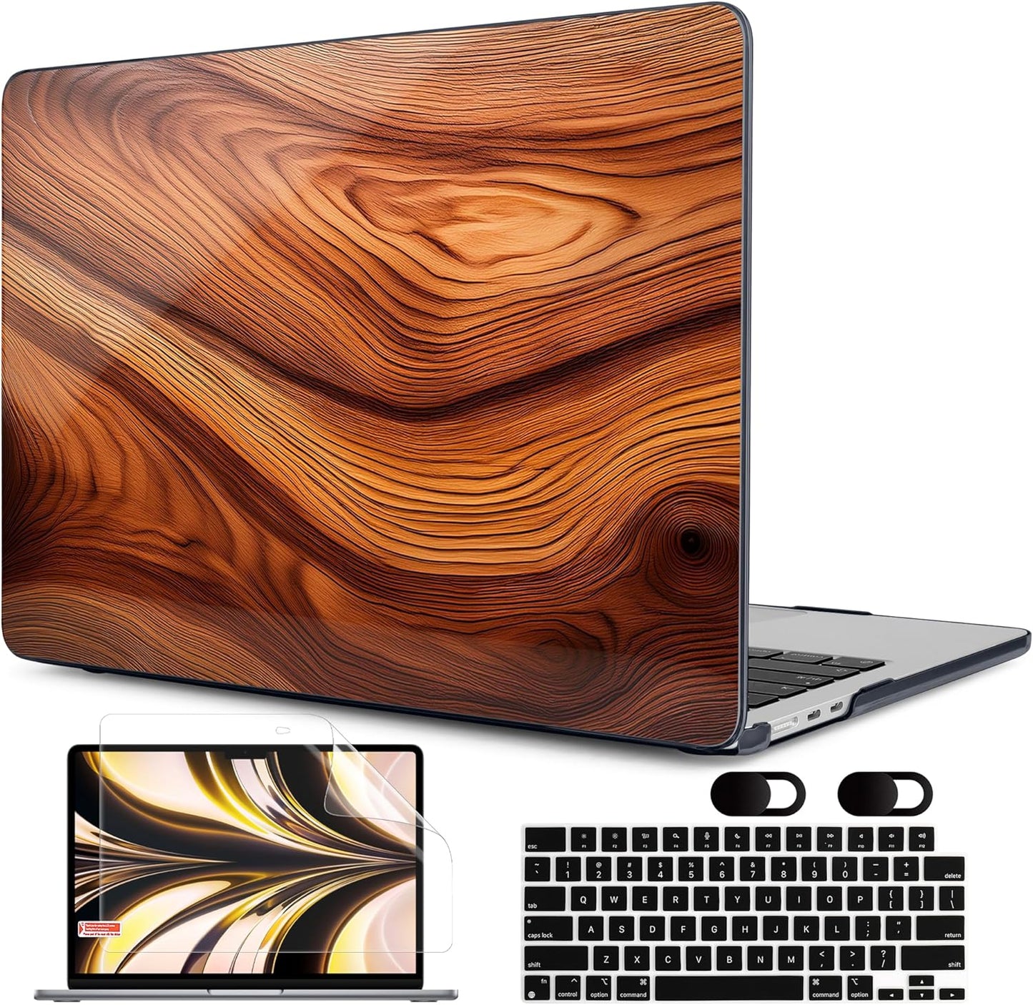 MEEgoodo Case for M4/M3/M2 MacBook Air 13.6 inch Case 2025 2024 2022, Fit Model A3240/A3113/A2681, Laptop Hard Shell with Keyboard Cover Compatible with MacBook Air 13 inch, Tree Rings