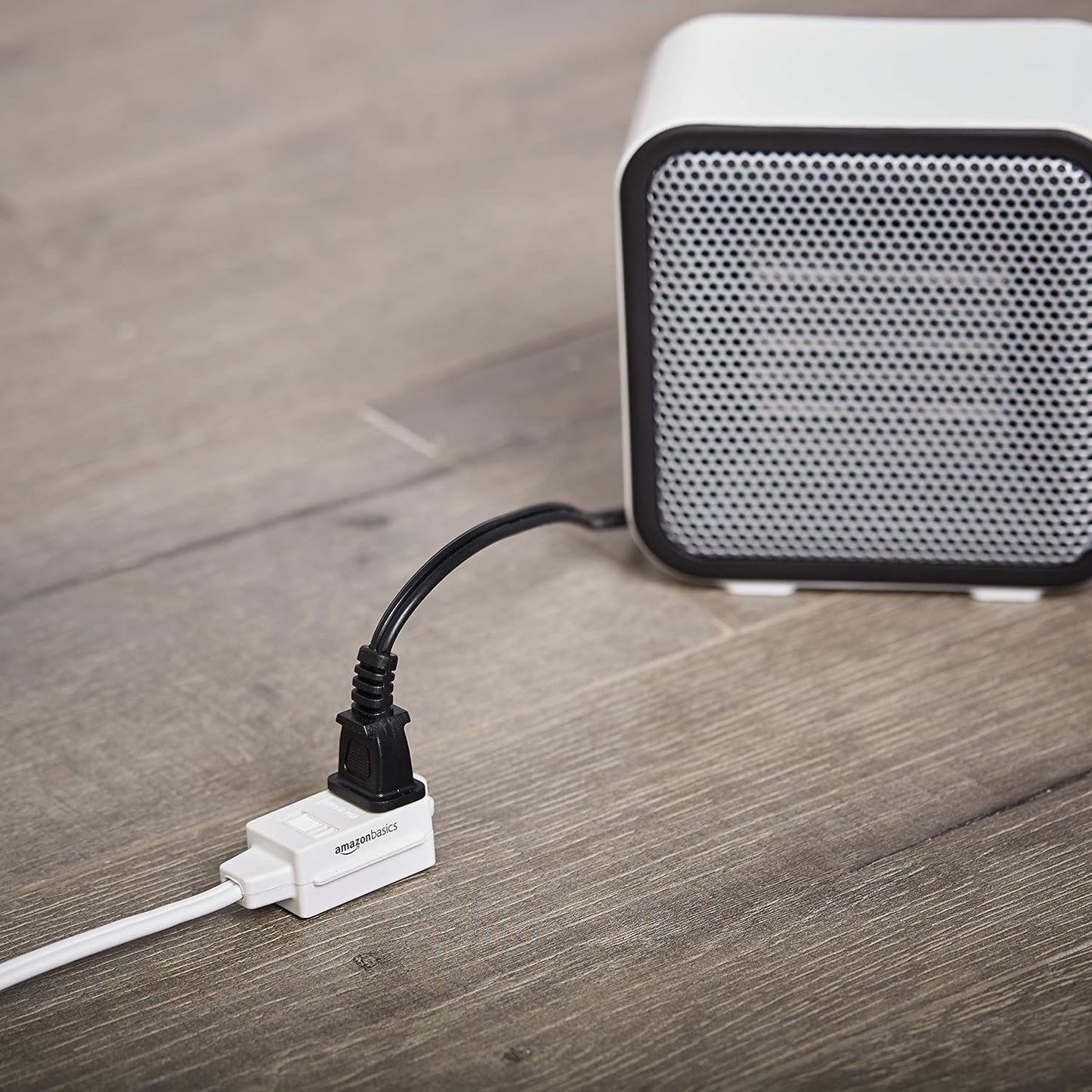 Amazon Basics Extension Cord with Multiple Outlets, 3 ft 2-Prong Indoor Power Strip, Flat Plug, 13 Amps, 1625 Watts, 125 VAC, White, 2-Pack