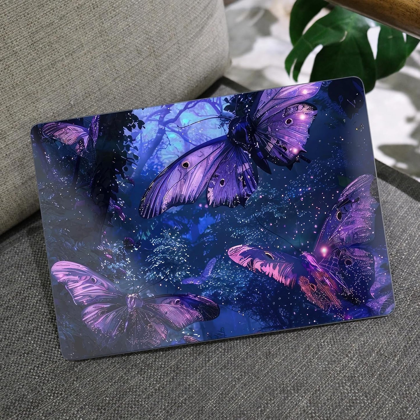 MEEgoodo Case for M4/M3/M2 MacBook Air 13.6 inch Case 2025 2024 2022, Fit Model A3240/A3113/A2681, Laptop Hard Shell with Keyboard Cover Compatible with MacBook Air 13 inch, Purple & Blue Butterflies