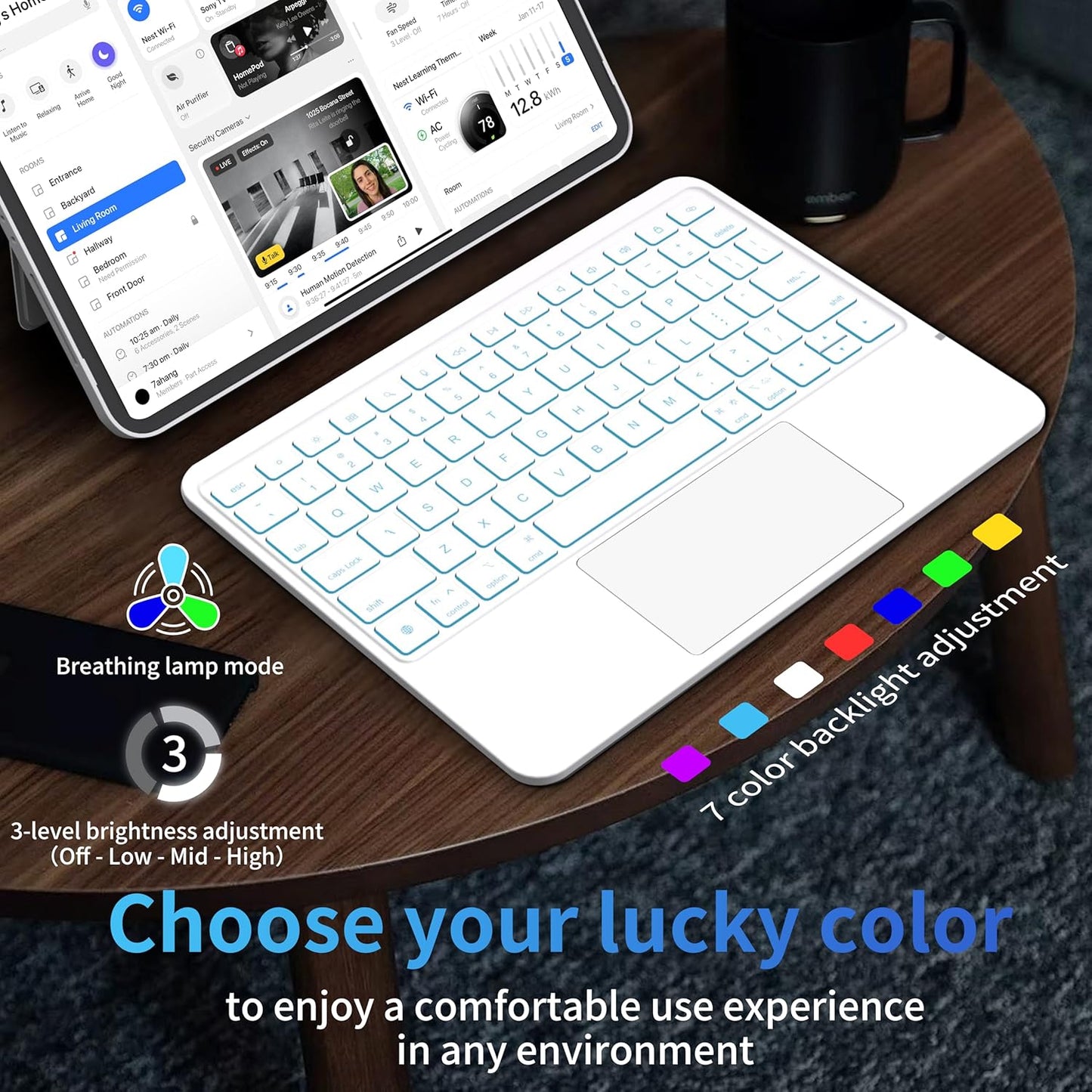 Keyboard Case for iPad Air 11 inch (M3 2025 / M2 2024), Magnetic Detachable Keyboard Case for iPad Pro 11 inch (4th/3rd/2nd/1st Gen) & iPad Air 5th/4th Gen with Backlit Keys, Trackpad (White)