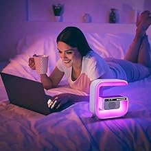 Table Lamp with Hi-Fi Bluetooth Speaker, Bedside LED Lamp with Up to 15W Qi Wireless Charger, Color Changing Mood Lamp with Alarm Clock, Desk Lamp for Bedroom, Nightstand, Home Decor, Gift - g3