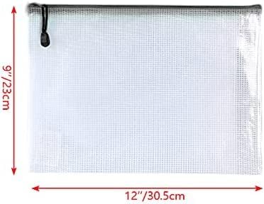 Oaimyy-24PCS-9 x 12" inches-Mesh Zipper Pouch, Plastic Zip File Folders Puzzle Bags for Organizing,for Office Supplies,Travel,Home Storage-Black