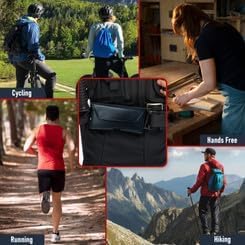 Turtleback Belt Clip for iPhone 16 Pro Max, 15 Pro Max, 14 Pro Max -Medium- Fits w/Shockproof Commuter Style Cases, Premium Black Nylon, Horizontal Belt Holder Magnetic Closure HD Rotating Clip