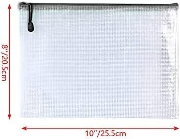 Oaimyy-8"x10"-15 Pcs-Plastic Mesh Zipper Pouch Document Folders Bag Zip File Bags for Office Supplies,Home,Travel Storages,Puzzle Board Games Storage,Organizing Classroom-(Black)
