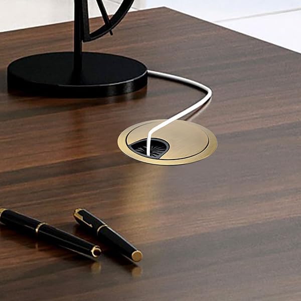 Desk Grommet for Wire Organizer,PC Computer Desk Plastic Grommet Cord, Tidy Cable Hole Cover Organizers,2 Pack (53mm, Gold)