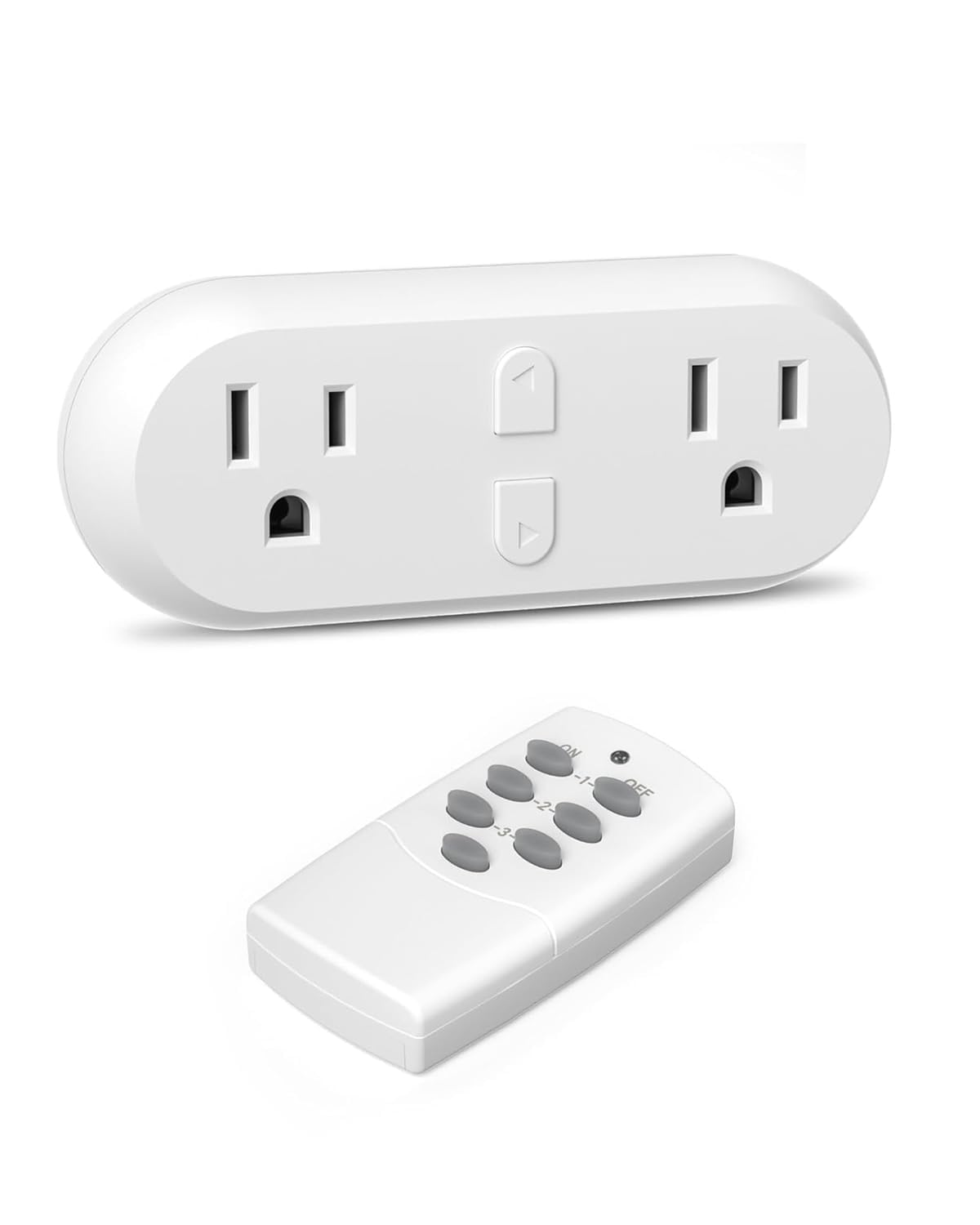 HBN Wireless Remote Control Outlet with 2 Individual Switch Control, Compact Design Sockets Plug Up to 100ft Remote Range, Battery Included, 15A/1875W, ETL Certified