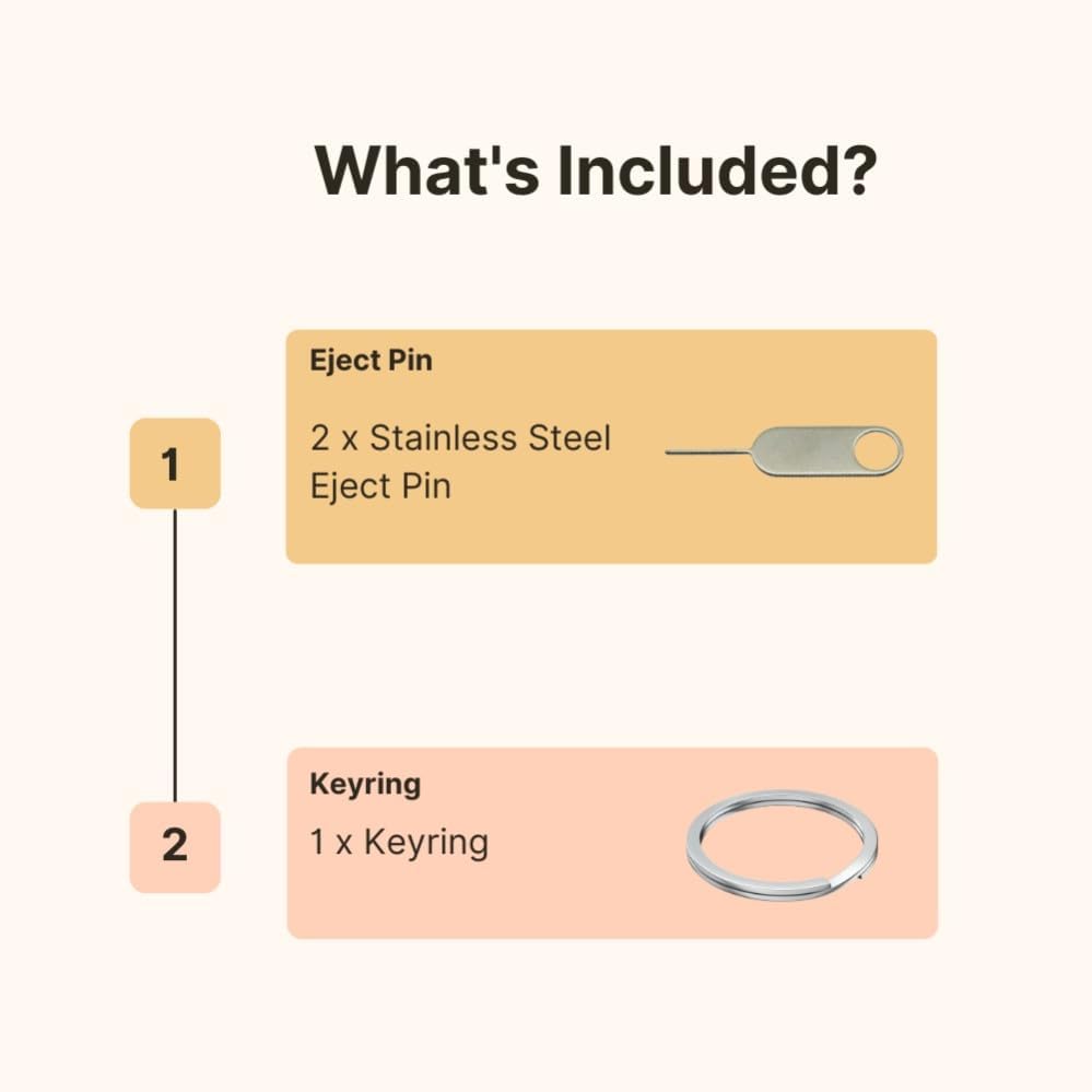 2 Pack PHONSUN Universal Sim Card Tray Removal Tool SD Opening Eject Pin fits Keyring for iPhone iPad Samsung Galaxy Google Pixel Motorola Phones - Small