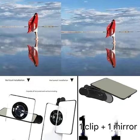Mirror Effect Lens - Capture Stunning Reflections Instantly, Mirror for Phone to Use Back Camera, Reflection Mirrors for iPhone with Adjustable Hd Glass (Black)
