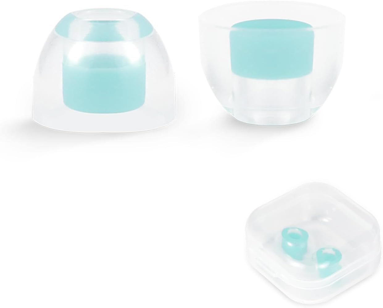 OKCSC 2 Pieces Liquid Silicone Eartips, Breathable Silicon Eartips Set with Box,for Earbuds,Low-Profile Hearing Protection for Sleep,Study,Travel,Work,Office,Bowl Type(1 Pairs/L/Green/No Earphone)