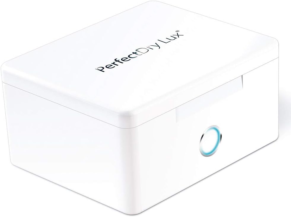 PerfectDry LUX | World's Fastest Hearing Aid Dryer, Dehumidifier Accessory | UV-C Ultraviolet Light Box Kit | Removes Sweat & Moisture from Hearing Aids, Airpods, Wireless Earbuds, Ear Amplifiers