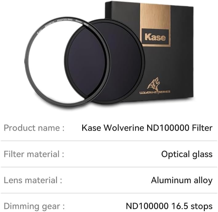 Kase Wolverine 72mm ND100000 16.5 Stop Magnetic Filter Incl Adapter Neutral Density Filters