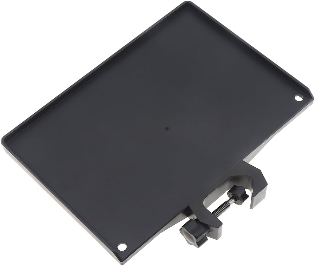 RTNLIT Microphone Stand Tray, Clamp On Firm Rack Tray Holder with 4.5 Pound Weight Capacity Adjustable Mic Stand Shelf for Live Streaming, Stage, Music Sheet, Karaoke, Recording, Podcast (7.9" × 5.5")