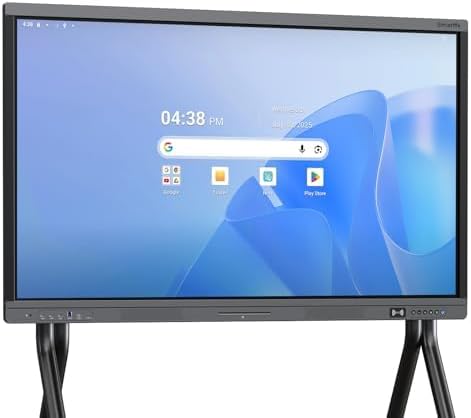 Shiarffe X5 Smart Board 55 Inch 4K Interactive Whiteboard Google EDLA-Certified All-in-One Touchscreen Digital Display Built-in Speaker for Classrom Hybrid Work