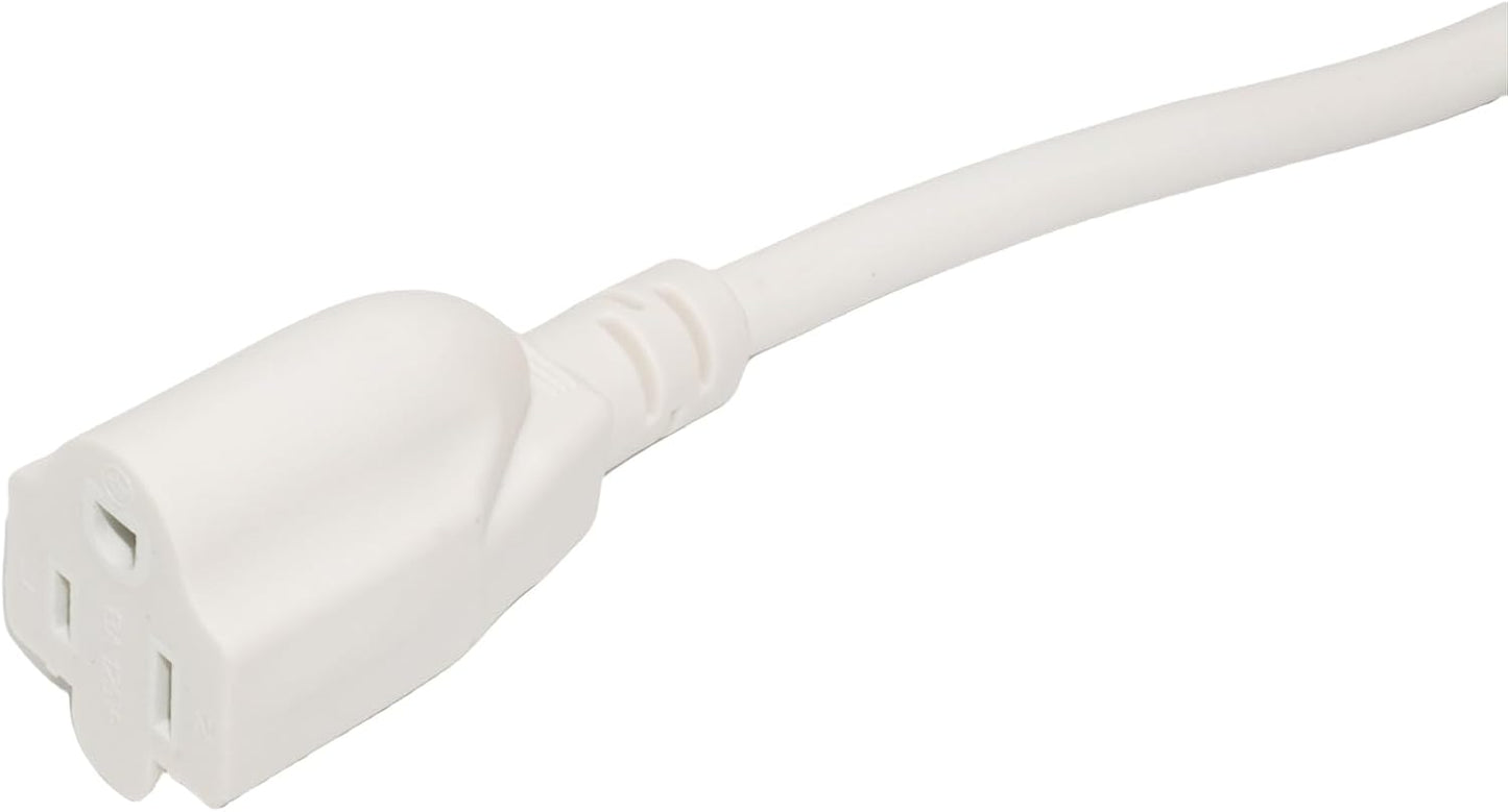 2 Way Power Splitter, 3 Prong 1 to 2 Extension Cord Splitter, 1.4' Short Extension Cord Indoor Cable Strip Outlet Saver, SJT 16AWG for Halloween Lights, Christmas Decorations, Computer, White, 1.4FT