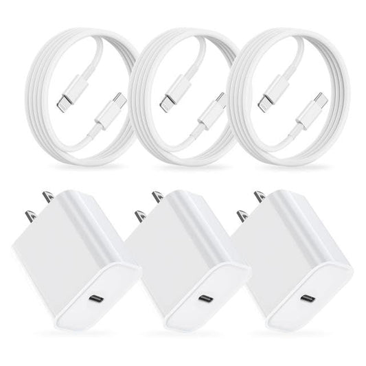 for iPhone Charger Fast Charging, 3Pack USB C Charger Block with USB C to Lightning Cable Cord, Type C Fast Charging Block Compatible with iPhone 14 Pro Max/14 Plus/13/13 Mini/12/11/XS Max/XR/X/8/7/SE