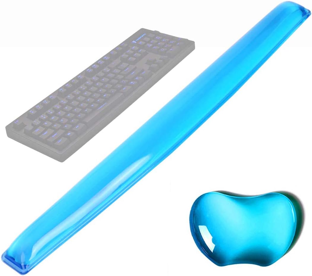 Gel Keyboard Wrist Rest Set Plus - ABRONDA Keyboard & Mouse Wrist Support Pad Office, Computer, Laptop, Mac - Durable, Comfortable and Pain Relief- Blue Set