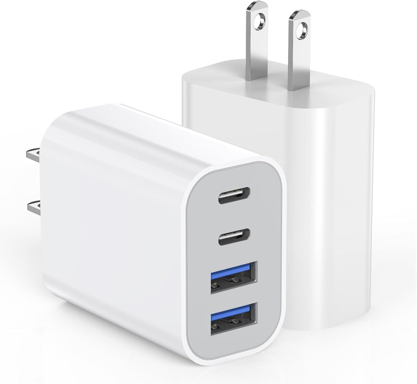 40W iPhone 16 Charger Block, 2Pack 4-Port Fast USB C Charger Blocks, Multiport PD Power Adapter & QC Plug iPhone Cube USBC Charging Brick Apple Adapter for iPhone 16/16 Pro/15/15 Pro Max/14/13/12/iPad