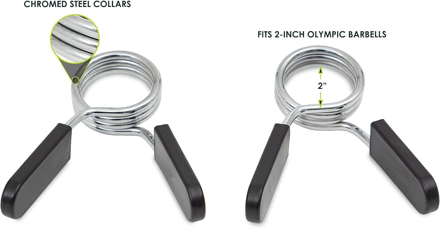 2Pcs Black 2 Inch Barbell Clamps, Stainless Steel Spring Collar Clips Weight Bar Clamps Dumbbell Barbell Handle Locking Clip for Weightlifting Strength Gym Fitness Training Accessories, Collars