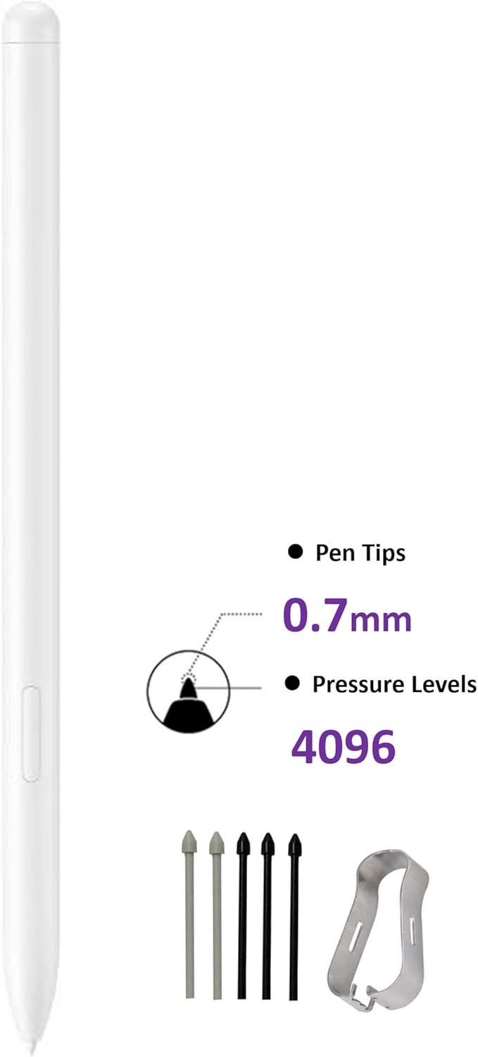 Galaxy Tab S9 FE S Pen [4096 Pressure Sensor] Replacement for Samsung Galaxy Tab S9 FE, Tab S9 FE+ Plus Tablet All Versions, Touch Stylus Pen with 5xTips/Nibs (Silver)