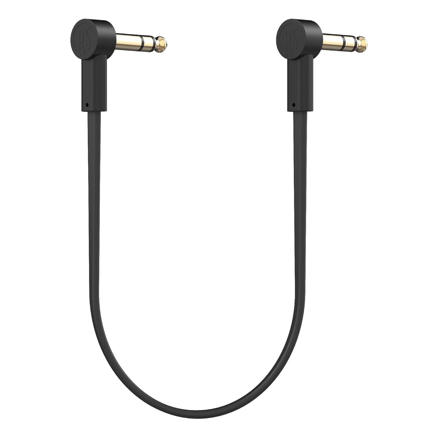 Rock Stock 1/4" Stereo TRS Flat Patch Cables - 12" Ultra-Thin, Right Angle, Low Profile, Gold Plated, Braided Shielding - Maximize Pedalboard Space, Eliminate Noise, Connect Guitar Effects Pedals