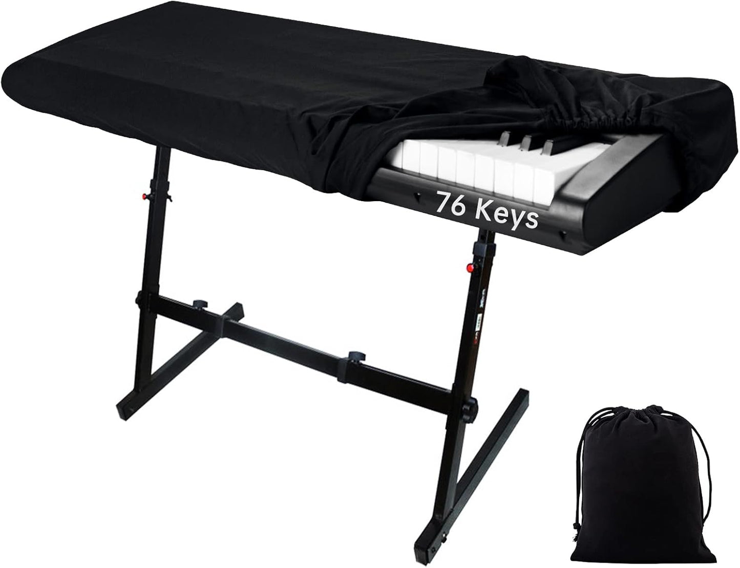 76 Keys Piano Keyboard Cover, Stretchy Music Dirt Proof Electronic Keyboard Cover With Durable Elastic & Cord Lock Must Have Piano Accessories, Black