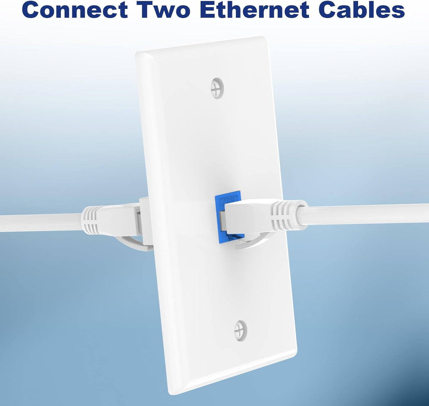 VCE Ethernet Wall Plate (UL-Listed) 1-Port, Keystone Jack Wall Outlet with CAT6 Keystone Inline Coupler Insert and Low Voltage Mounting Bracket 1 Gang, Blue 2-Pack