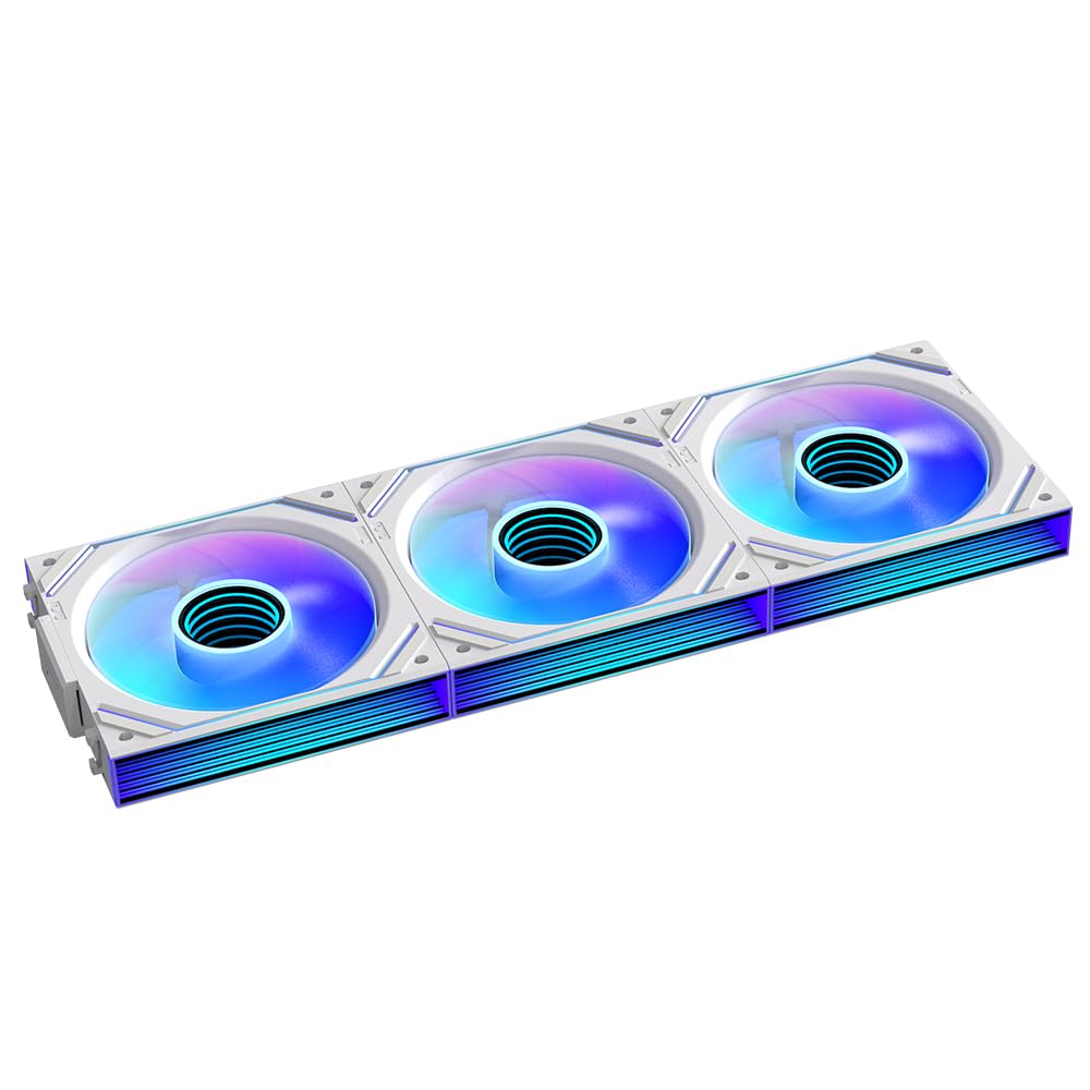 Jungle Leopard Interstellar V2 120mm PC Reverse Blade Case Fan Infinity Mirror Module Daisy-Chain ARGB Fan Triple Pack with Controller Suitable for Computer Case & 360mm AIO Cooler(White-3pack)