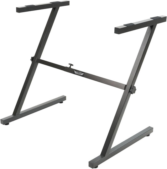 Stage Rocker Z-Style Keyboard Stand, Adjustable Width for 61/88 Key Keyboards, Sturdy & Durable Digital Piano Stand, Easy Storage, Sleek Black.
