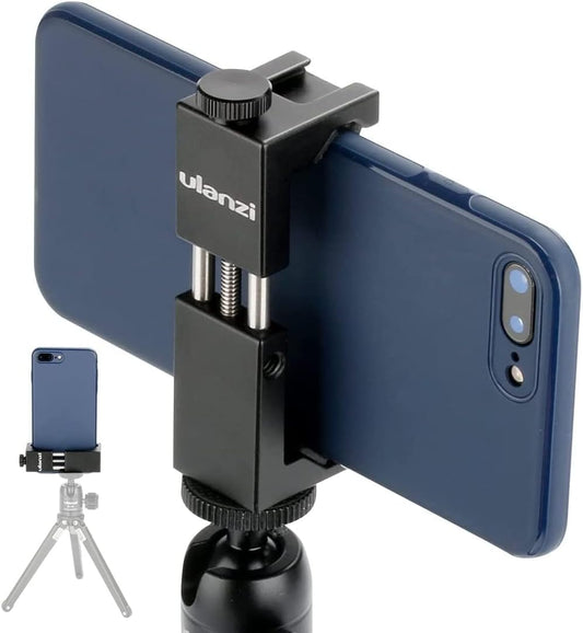 ULANZI ST-02S Aluminum Phone Tripod Mount w Cold Shoe Mount, Support Vertical and Horizontal, Universal Metal Adjustable Clamp for iPhone 12 11 Pro Xs X Max 8 7 Plus Samsung Android Smartphones