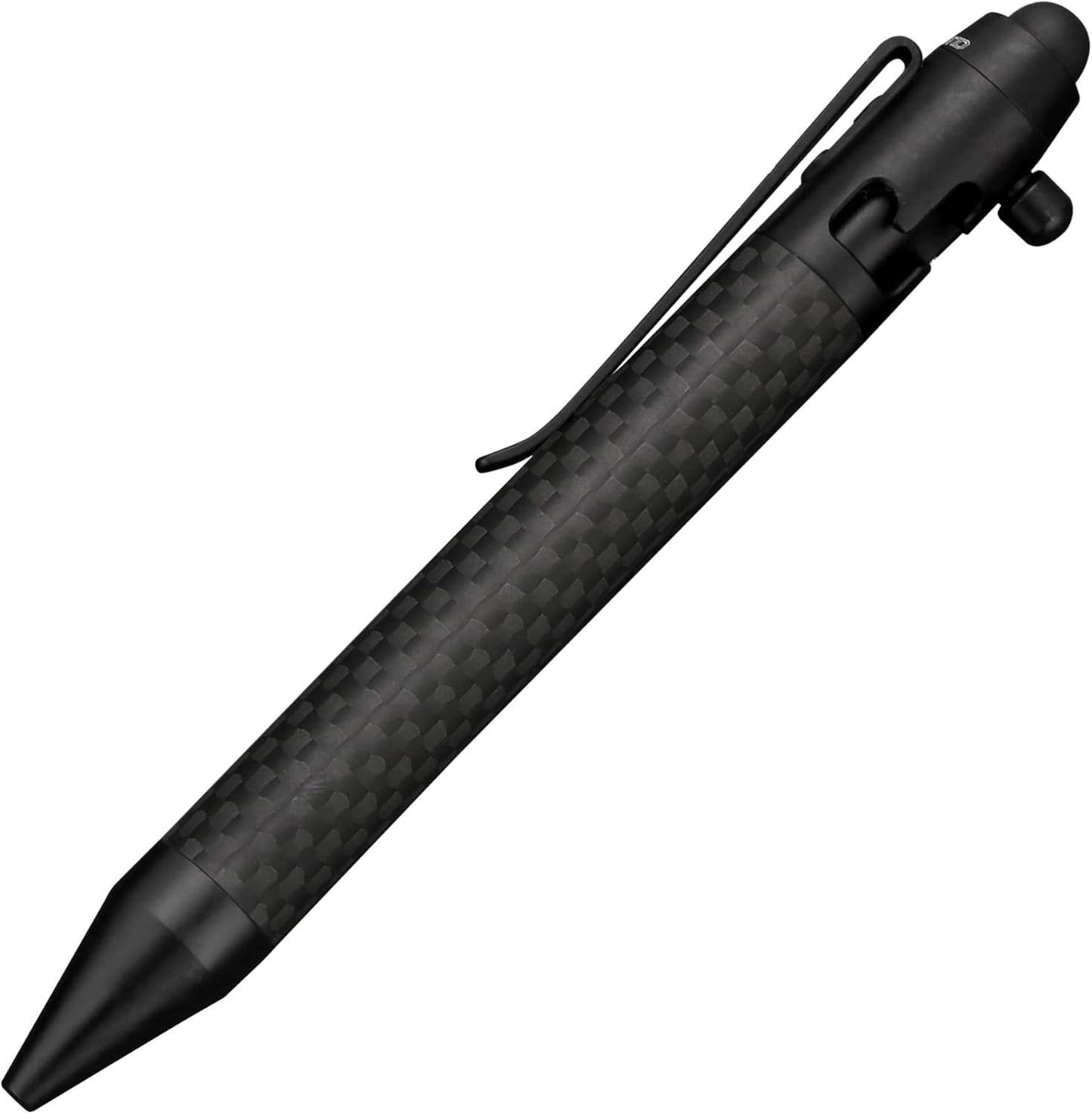 Cool Hand 4.9'' Carbon Fiber Bolt Action Pen Stylus for Touch Screen, Ballpoint Ink Refillable, Compact Size, Skelton Out Deep Pocket Clip for Easy Carring