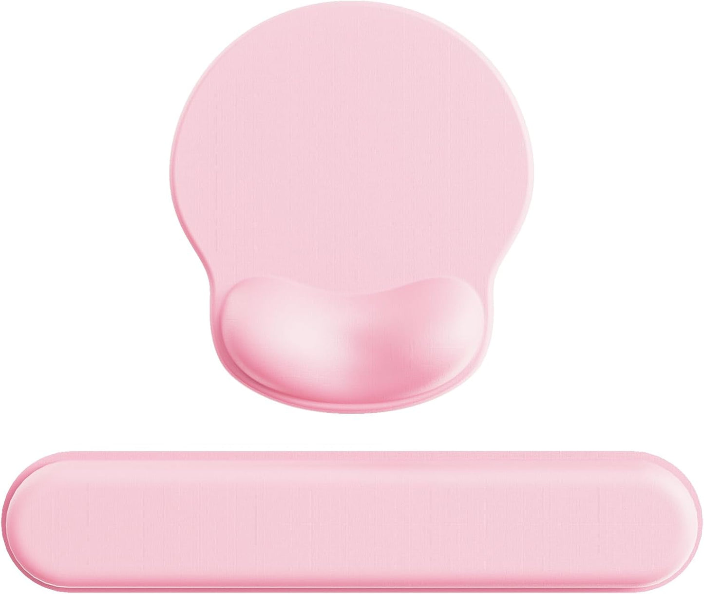 Ergonomic Mouse Pad Wrist Support Set, Memory Foam Keyboard Wrist Rest Set, Relieve Wrist Pain Keyboard Pad, Non-Slip Base Mousepad(Pink Set)