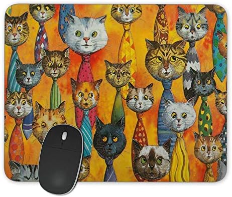 Non-Slip Rubber Mouse Pad,Funny Watercolor Cartoon Tie Cat Mouse pad (9.5 inch x 7.9 inch) …