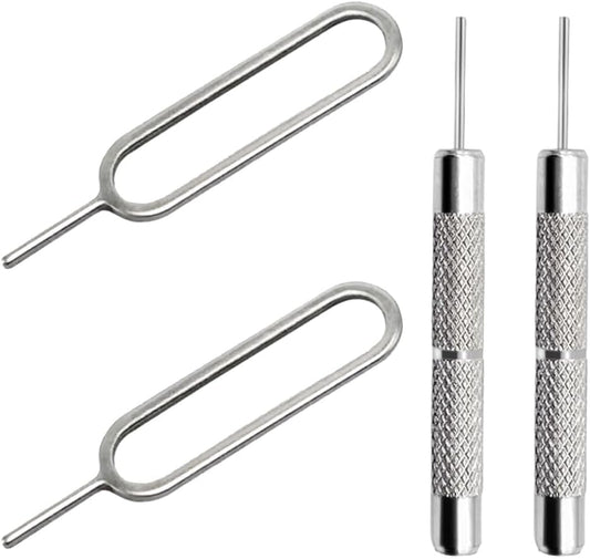 4 Pcs SIM Card Removal Openning Tool Tray Eject Pins Needle Opener Ejector Compatible with All iPhone Apple iPad HTC Samsung Galaxy Cell Phone Smartphone Watchchain Link Remover (Style A)