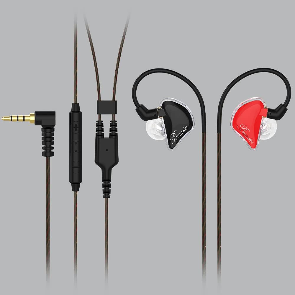 BASN in-Ear Monitors, Bmaster Triple Driver HiFi Stereo Noise-Isolating with Enhanced Bass for Musicians Stage/Audio Recording(PRO Red/Black)