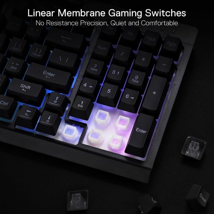Redragon K515 Shiva Wired RGB Membrane Gaming Keyboard, 98 Keys Mechanical-Feel Keyboard w/Smooth Linear Switch, On-Board Macro & Dedicated Multimedia Keys, Detachable Wrist Rest, Software Supported