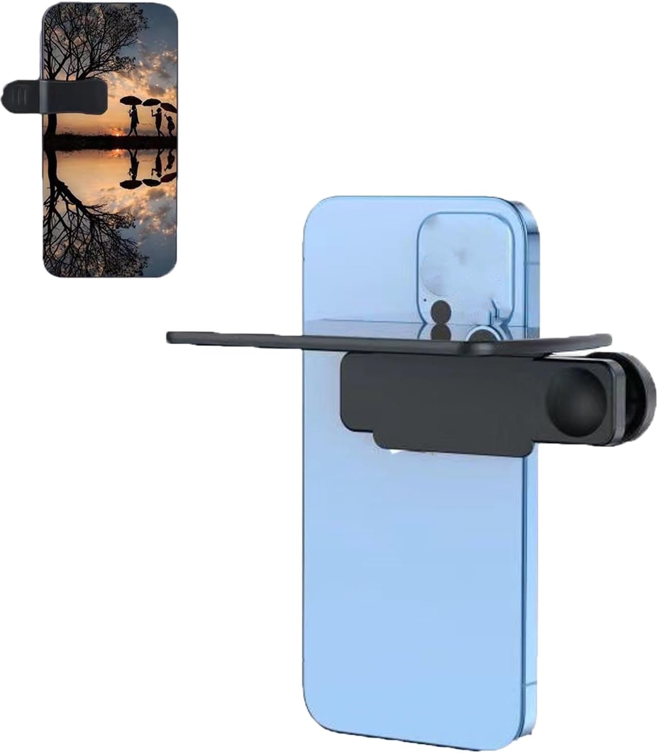 Mirror Effect Lens - Capture Stunning Reflections Instantly, Smartphone Camera Mirror Reflection Clip Kit, Mirror for Phone to Use Back Camera (Black)