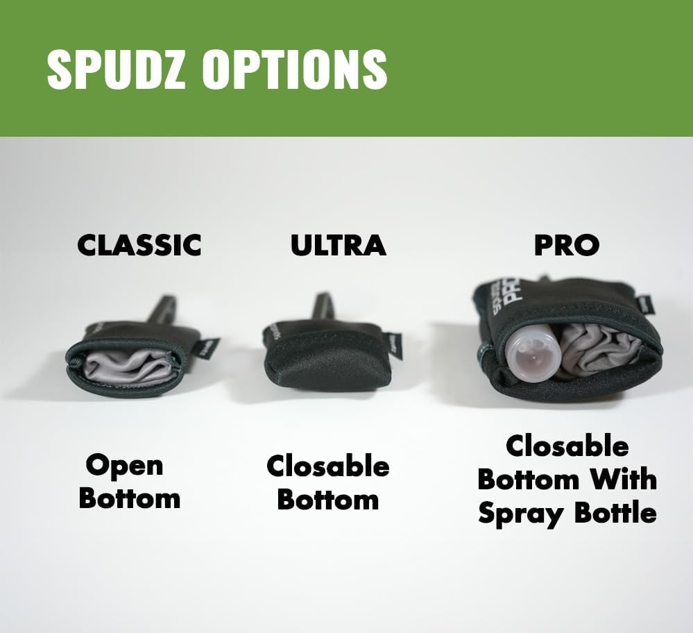 SPUDZ Ultra Microfiber Lens Cleaner – Closable Pouch, Clip-On, Washable – for Optics, Scopes, Glasses | Black, 10 x 10 Inch (2-Pack)