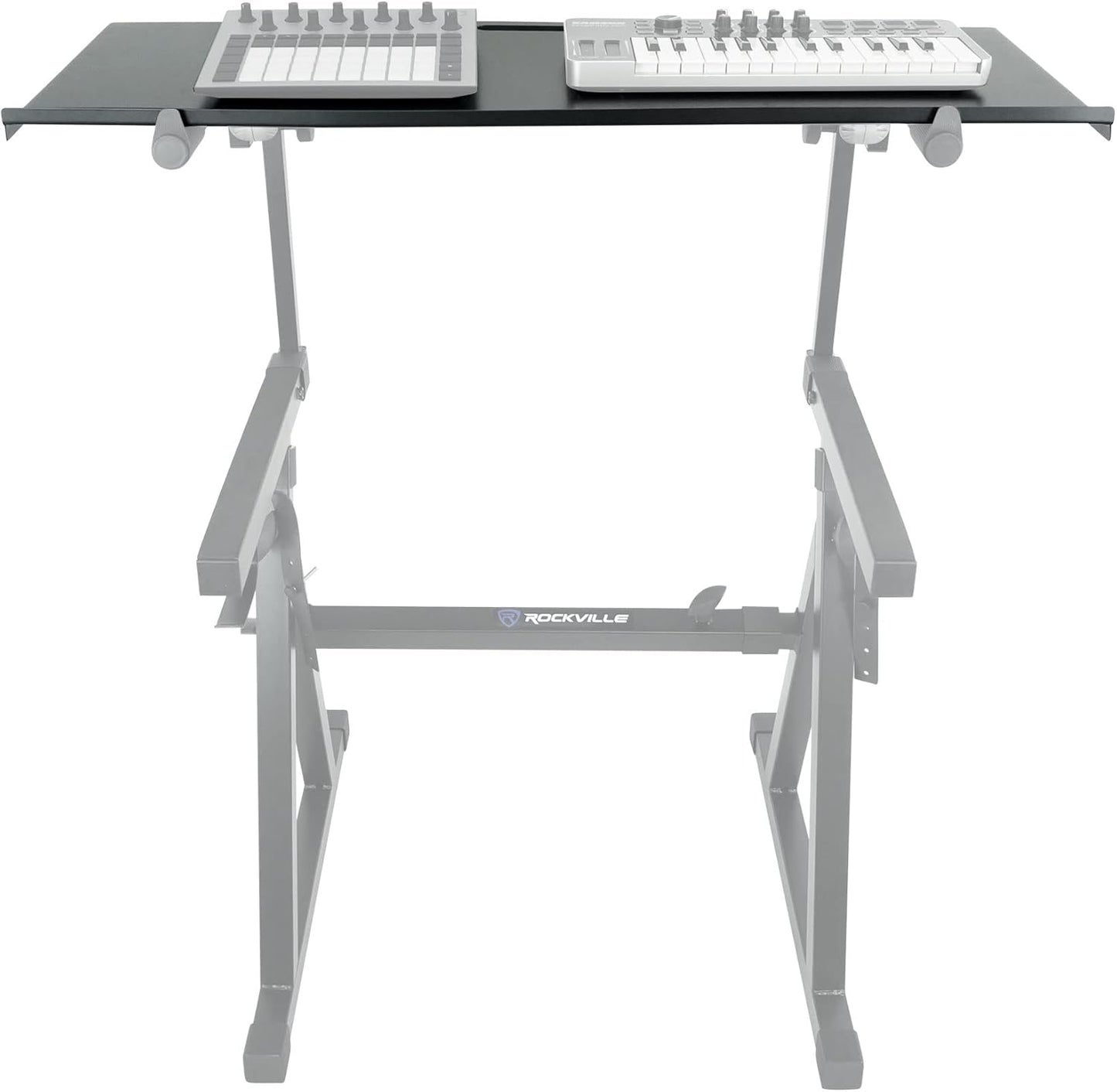 Rockville Z-SHELF Universal Shelf for Z-Stand and X-Stand, 35.4x13.78in Steel Platform, Foam-Padded Edge, Lightweight 7.3 lbs, for Musicians and DJs