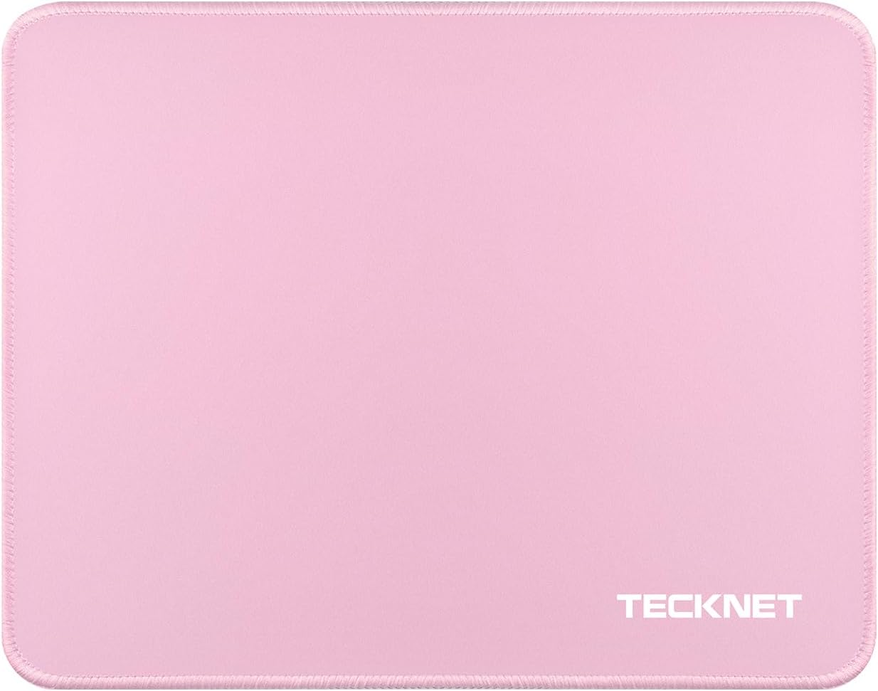 TECKNET Mouse Pad with Anti-fray Stitchin, Waterproof Surface & Non-Slip Rubber Base with Stitched Edges Gaming Mouse Mat for Laptop，Compatible with Laser and Optical Mice - Pink