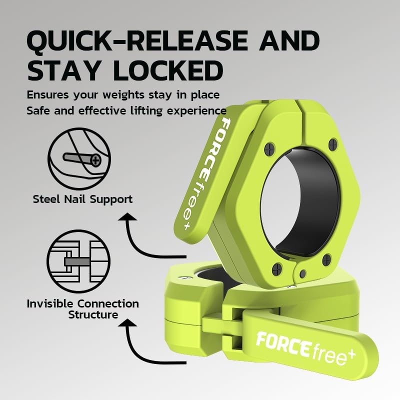 Barbell Clips (Pair), Barbell Clamps, Quick Release Olympic Barbell Clamps with Anti Slip TPR Grip, Barbell Collars for Secure Weightlifting & Powerlifting