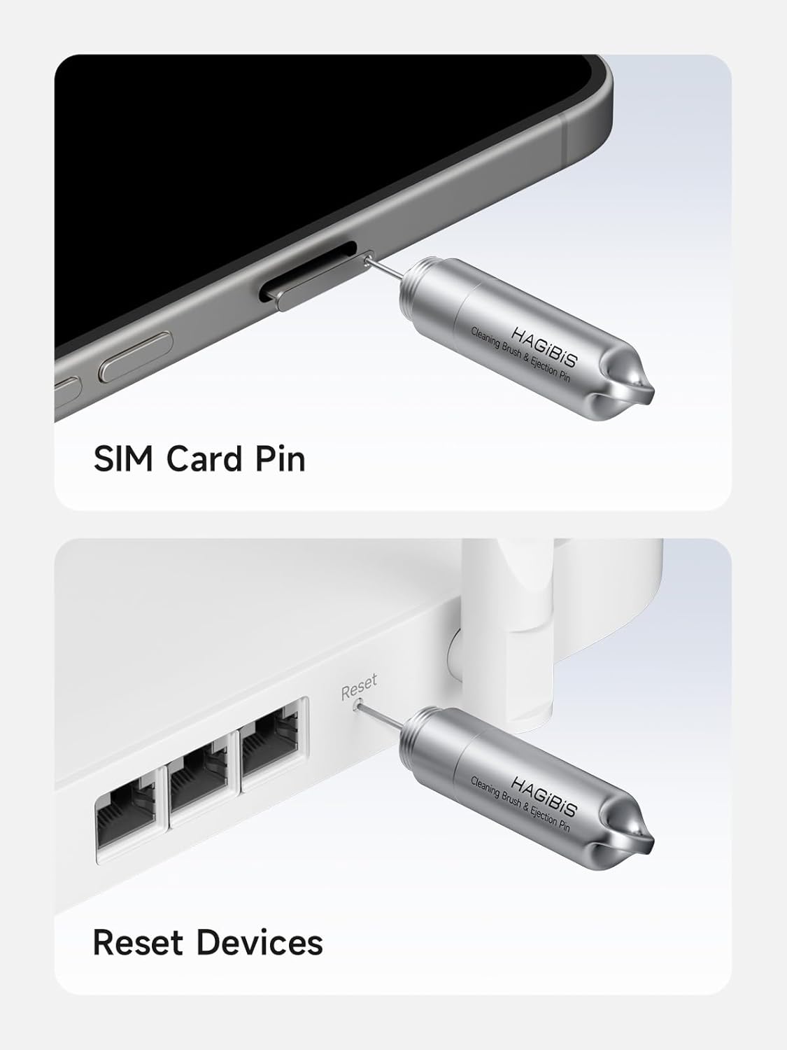 Hagibis SIM Card Tray Removal Tool with Cleaning Brush, 2 in 1 EDC Portable Keychain Eject Pins Reset Needle Opener Cleaning Pen for iPhone Airpods Pro
