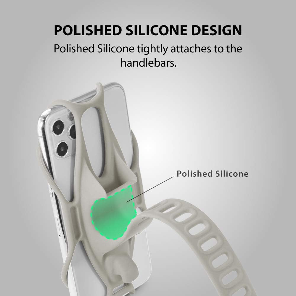 BONE Bike Tie 3, Bike Cell Phone Mount for Handlebar, Scratch-Free Silicone Holder with Anti-Slip Design, Universal Cycling Phone Holder Compatible with Most Smartphones (Gray - Handlebar)