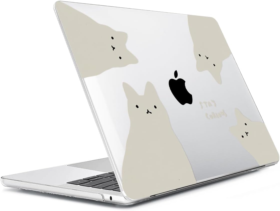 for 2025 2024 2023 2022 MacBook Air 13 inch Case M4 A3240 M3 A3113 M2 A2681 with Touch ID& 13.6" Liquid Retina Display, Plastic Hard Shell&Keyboard Cover&Screen Film&Webcam Cover, Cats