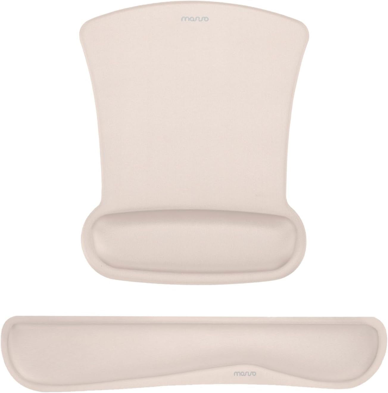 MOSISO Wrist Rest Support for Mouse Pad & Keyboard Set, Ergonomic Mousepad Non-Slip Base Home/Office Pain Relief & Easy Typing Cushion with Neoprene Cloth & Raised Memory Foam, Apricot