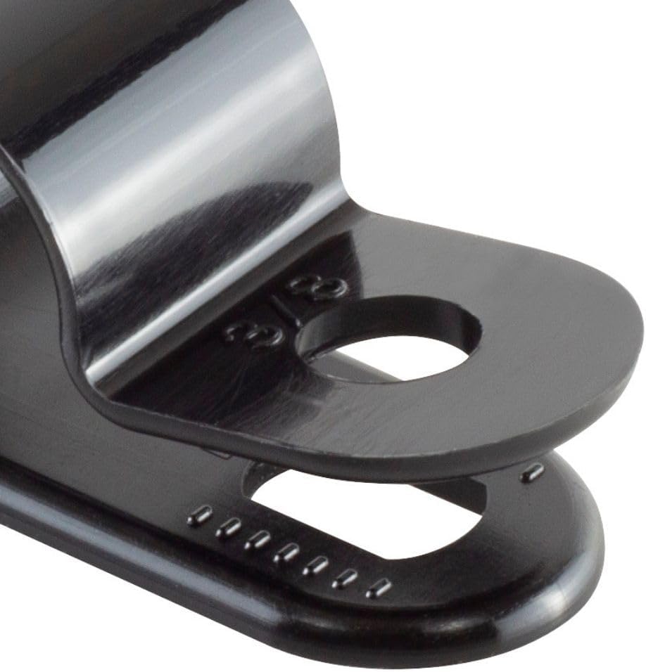 GTSE Black Nylon Plastic Cable Clamps, 3/8" Screw Mounts for Cable, Rope, Tube Management, 100 Pack