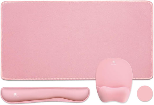 WB WEIRDBEAST Keyboard Wrist Rest Large Mouse Pad Wrist Support for Computer, 4 in 1 Memory Foam Keyboard Pad Desk Mat Ergonomic Hand Rest Wrist Cushion for Home Office Gaming-Pink
