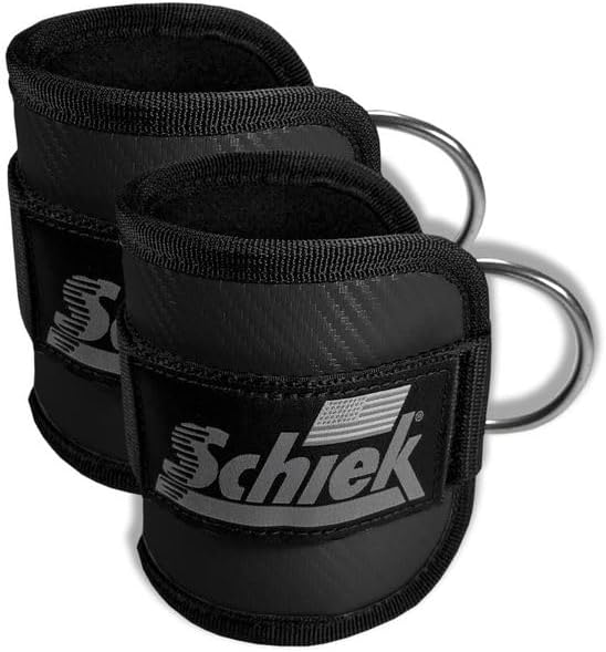 Schiek Sports 1707 Ankle Cuffs - Ideal for Glute Kickbacks and Cable Machine Workouts - Durable and Built To Last