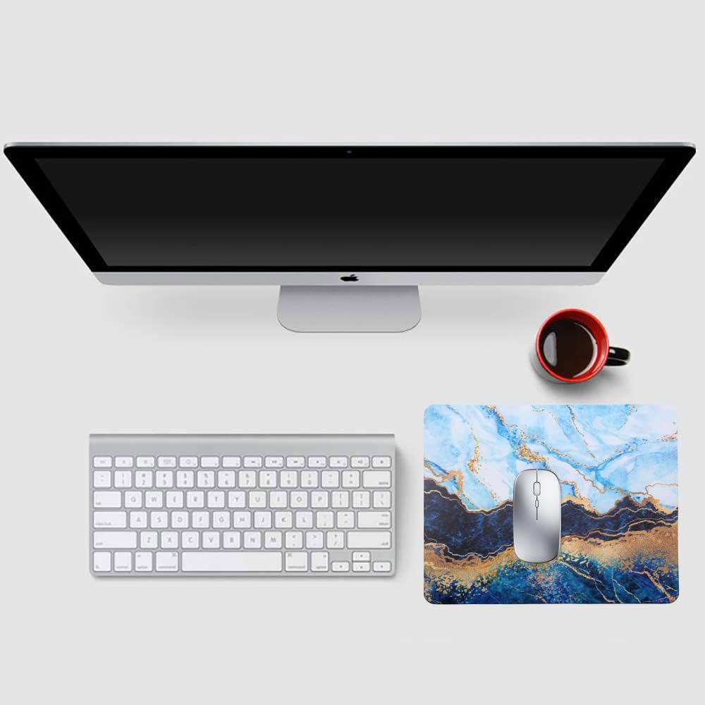 Mouse Pad, Gaming Mouse Pad, Non-Slip Rubber Base Mouse Mat with Designs for Laptop, Computer & Office, 9.5 x 7.9 x 0.12 inches (Marble 5)